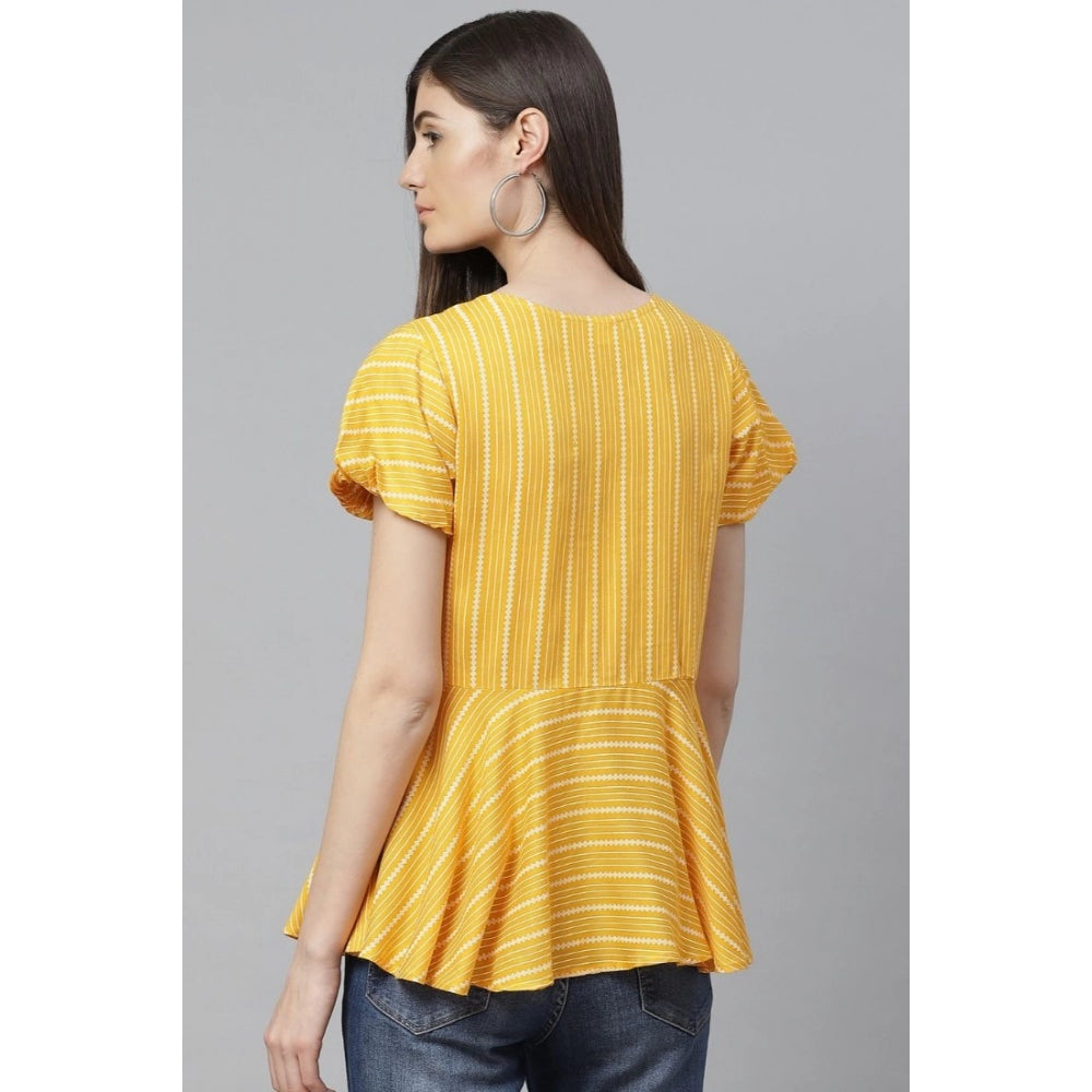 Mustard rayon top for women — styled view