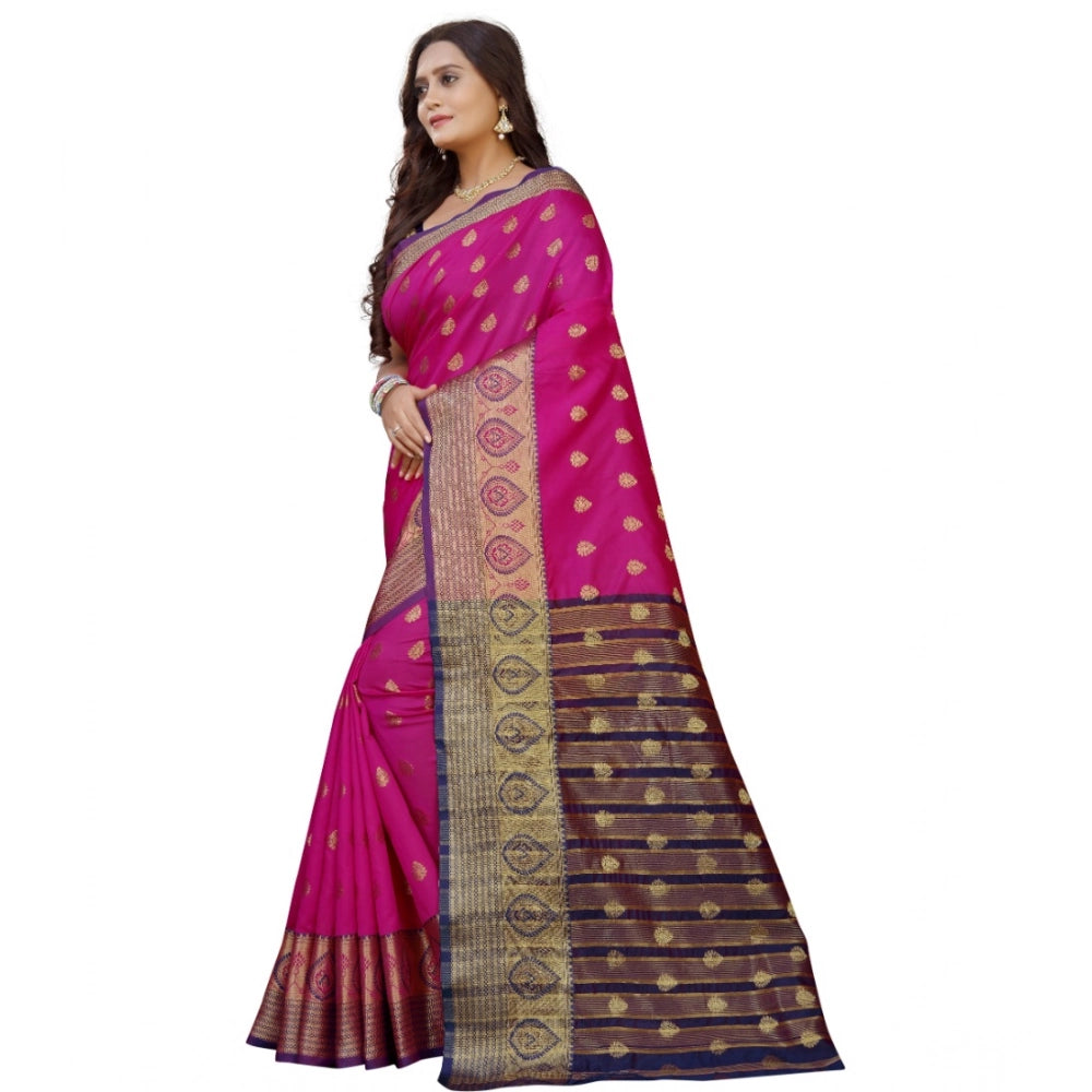 Purple-Pink silk blend saree for women — pallu detail
