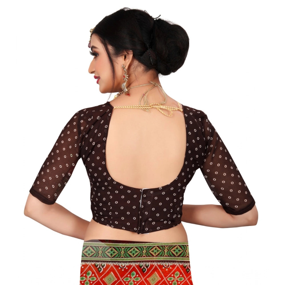 Orange georgette saree for women — pallu detail