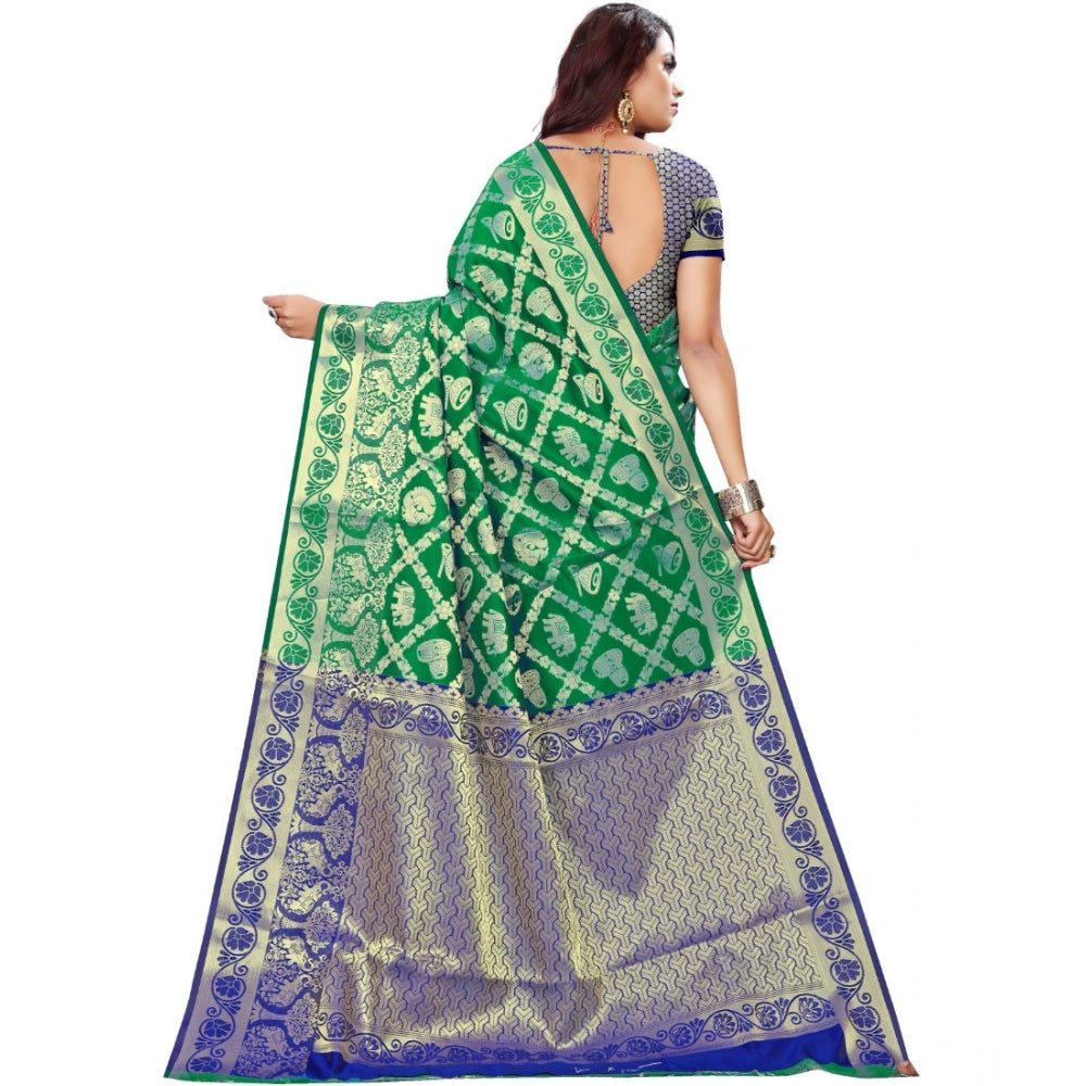 Green jacquard saree for women — pallu detail