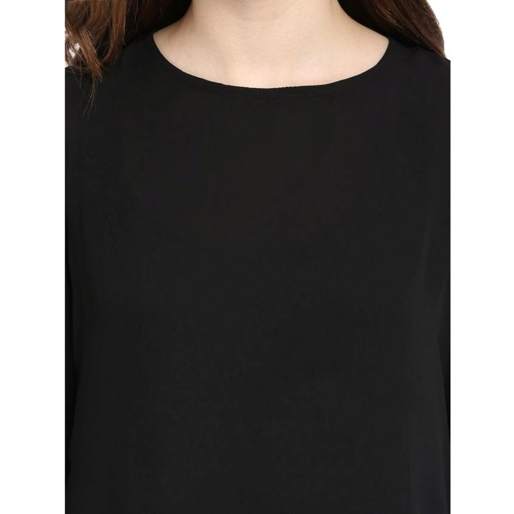 Black polyester georgette top for women — view 7