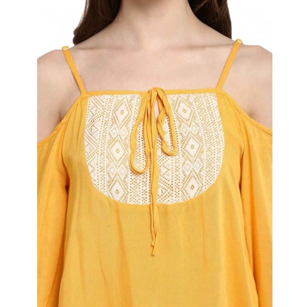 Mustard Yellow rayon top for women — view 7
