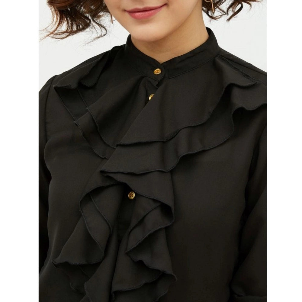 Black polyester shirt for women — view 7
