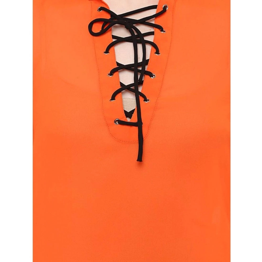 Orange polyester top for women — view 7