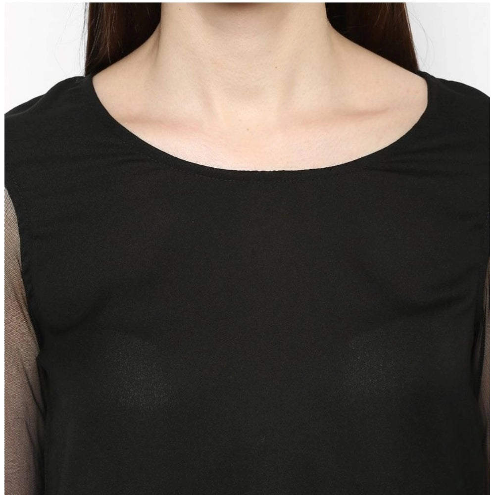 Black polyester top for women — view 7