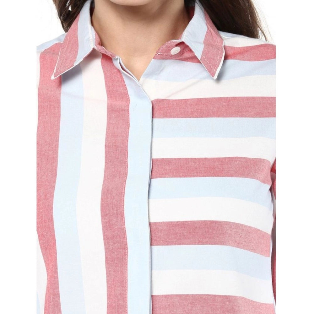Red cotton top for women — close-up