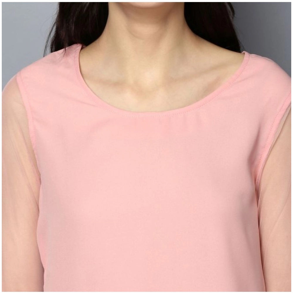 Pink polyester top for women — view 7