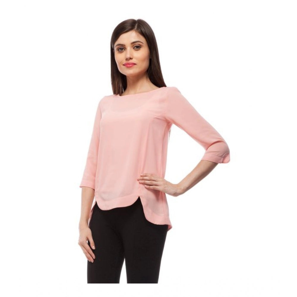 Peach polyester top for women — styled view