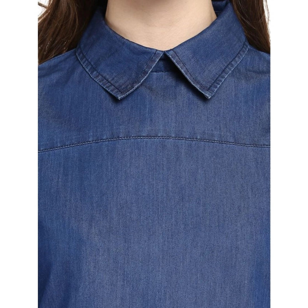 Blue denim top for women — view 7