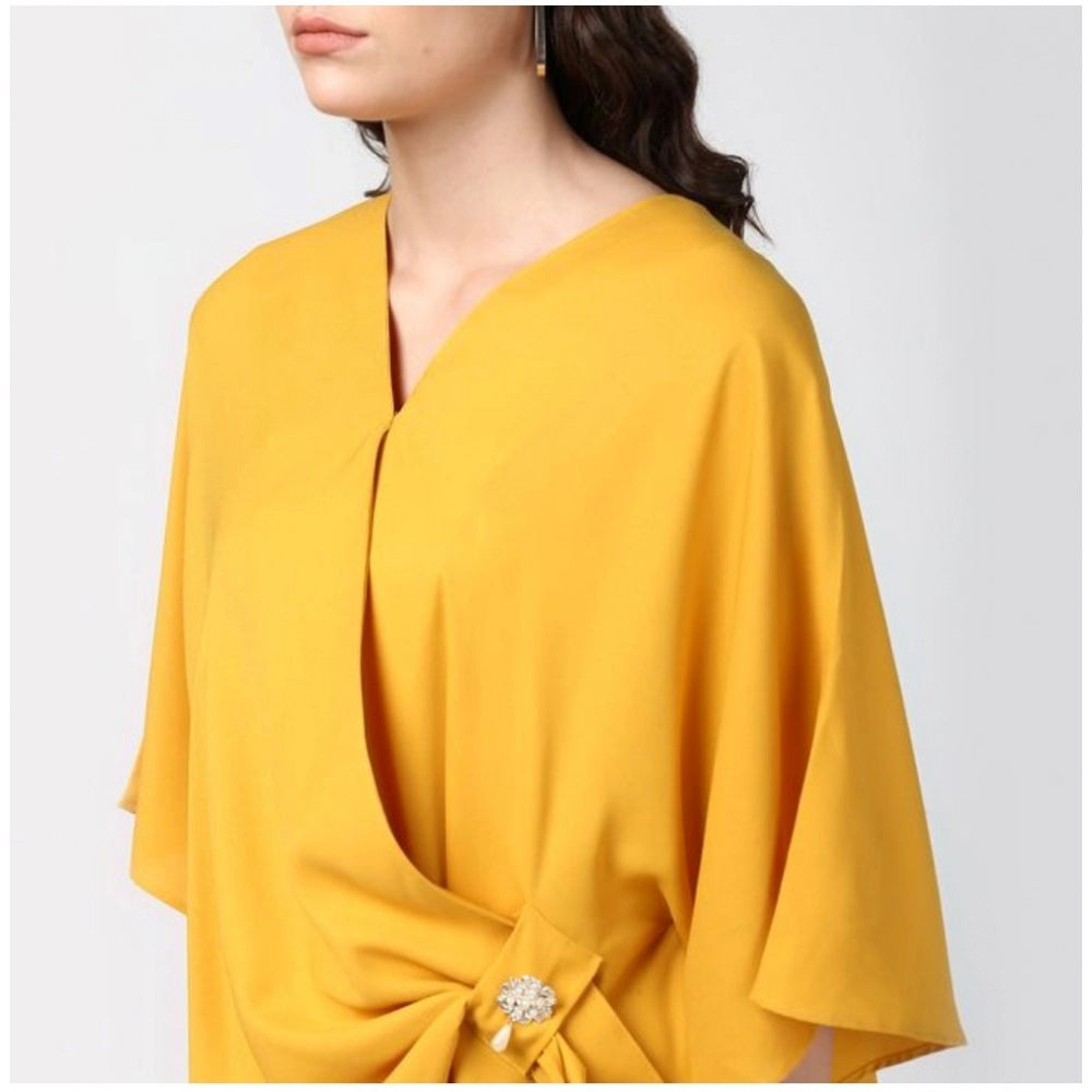Yellow polyester top for women — view 7