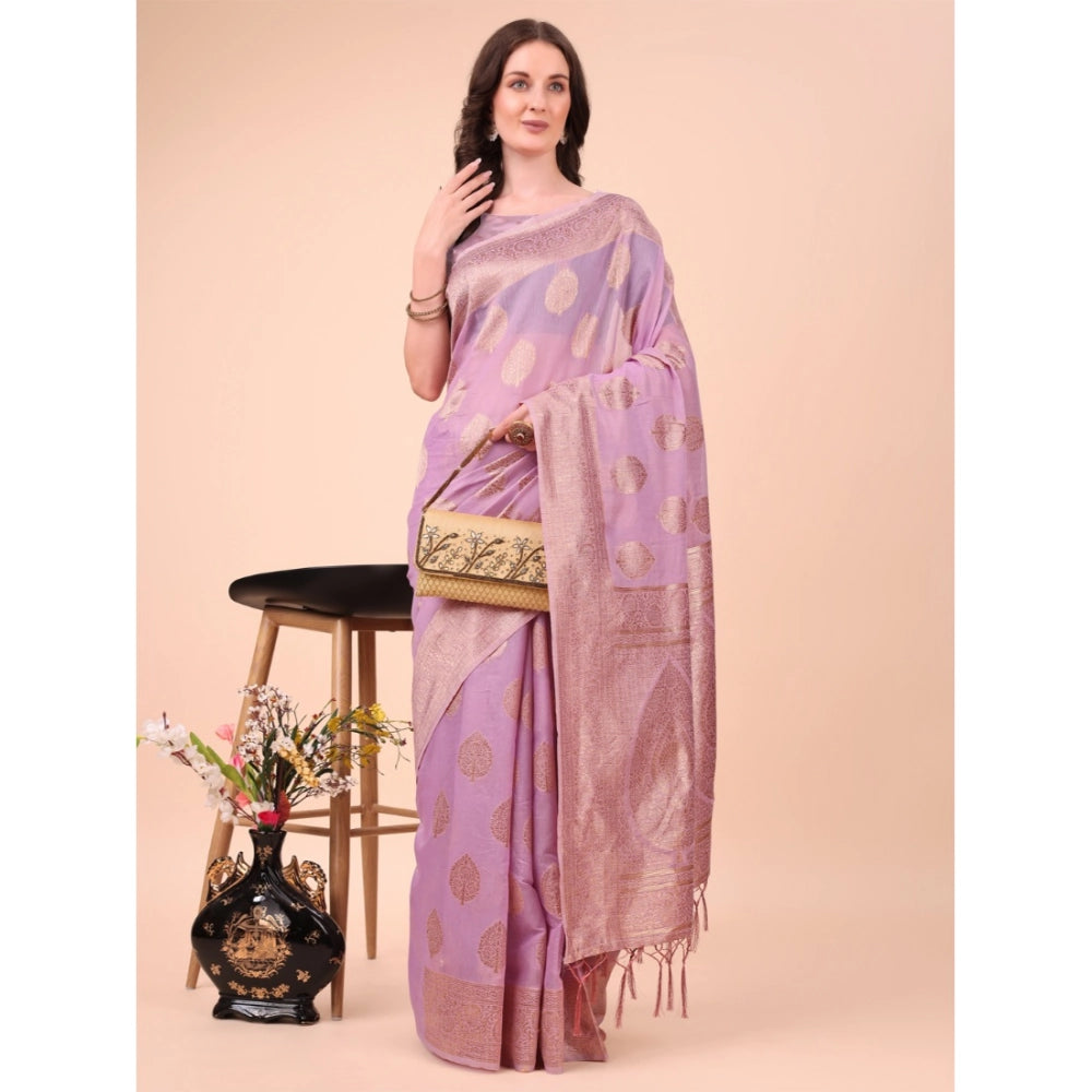 Light Pink cotton saree for women — pallu detail