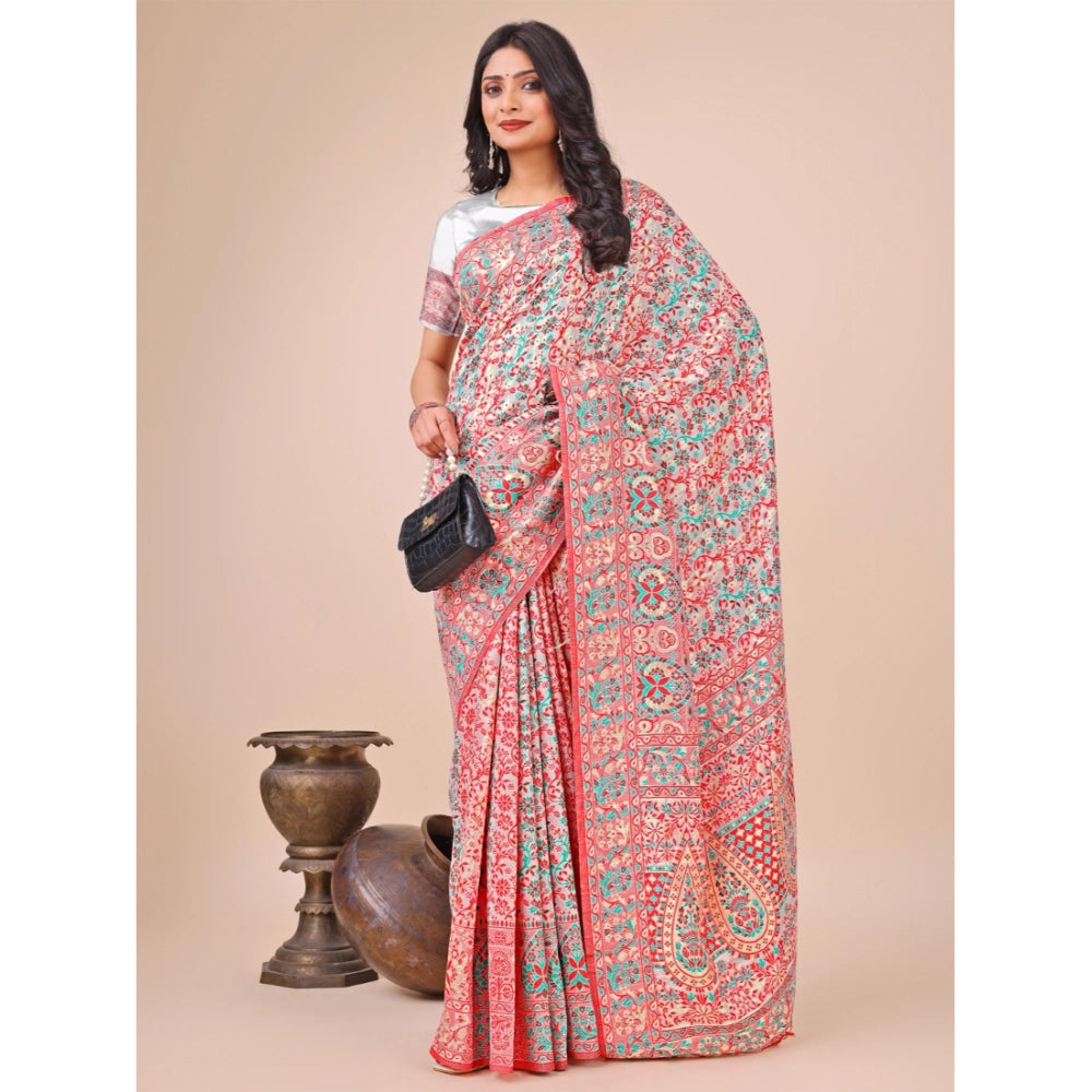 White cotton saree for women — pallu detail
