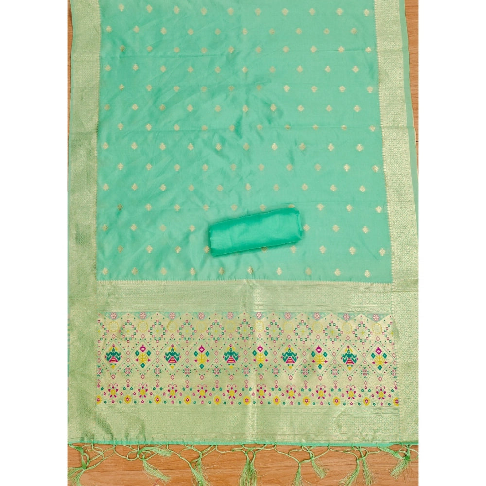 Sea Green banarasi silk unstitched salwar suit material — colour detail