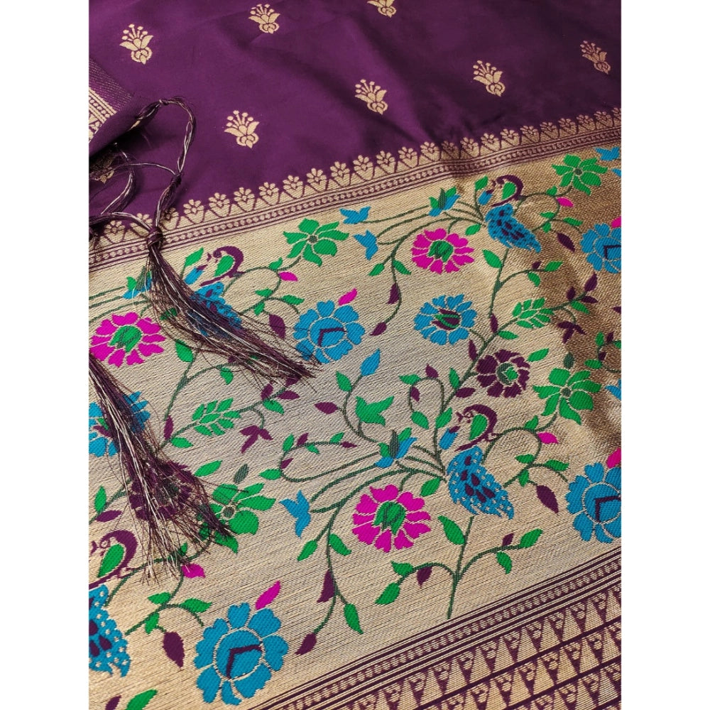 Wine banarasi silk unstitched salwar suit material — colour detail