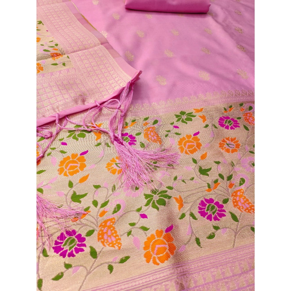 Light Pink banarasi silk unstitched salwar suit material — colour detail