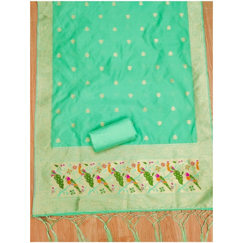 Sea Green banarasi silk unstitched salwar suit material — colour detail
