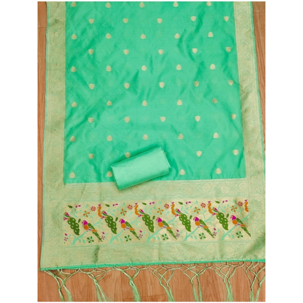 Sea Green banarasi silk unstitched salwar suit material — colour detail
