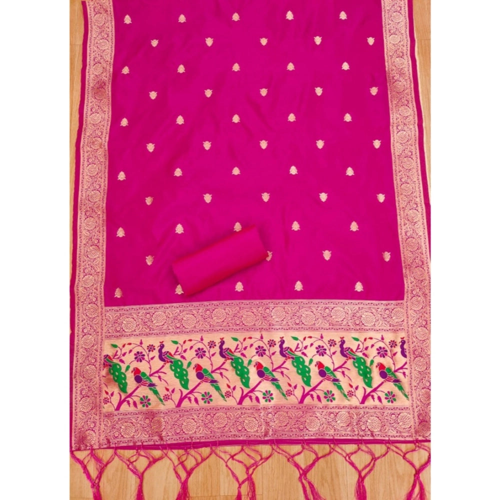 Pink banarasi silk unstitched salwar suit material — colour detail