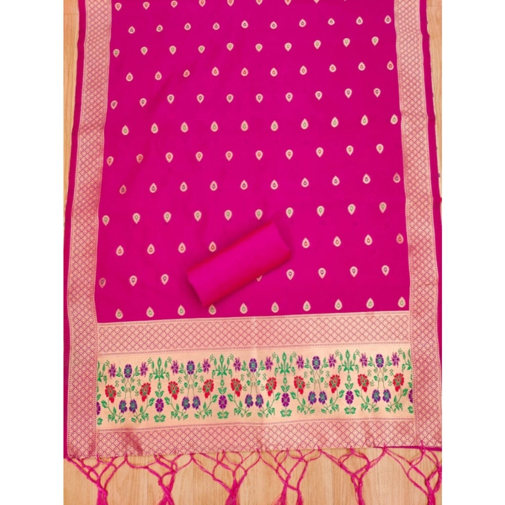 Pink banarasi silk unstitched salwar suit material — colour detail