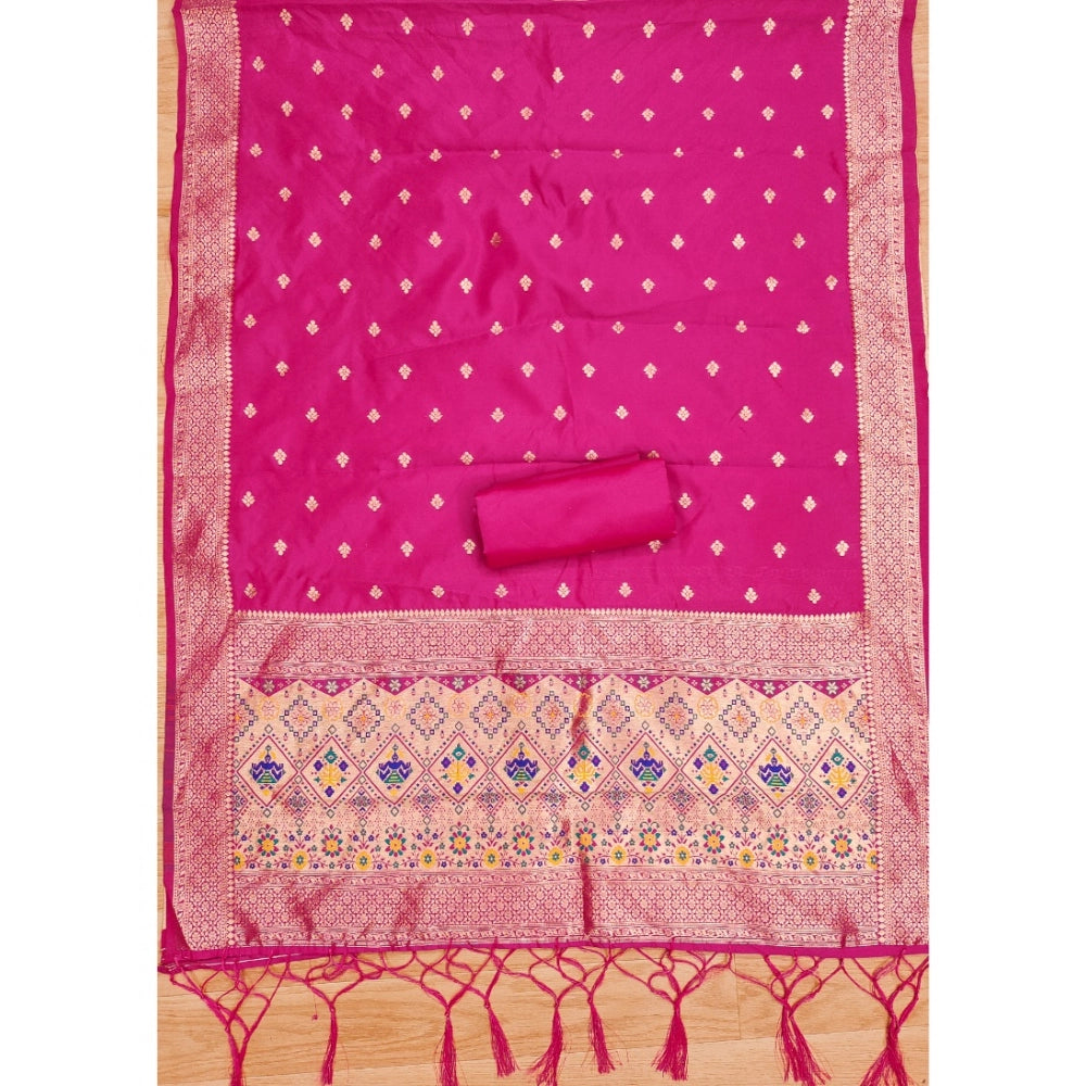Pink banarasi silk unstitched salwar suit material — colour detail