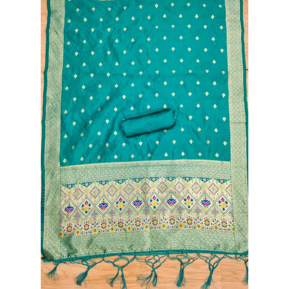 Rama banarasi silk unstitched salwar suit material — colour detail