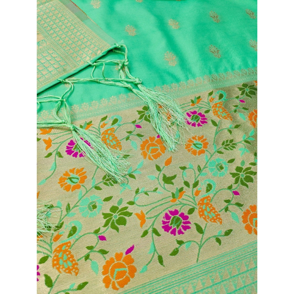Sea Green banarasi silk unstitched salwar suit material — colour detail