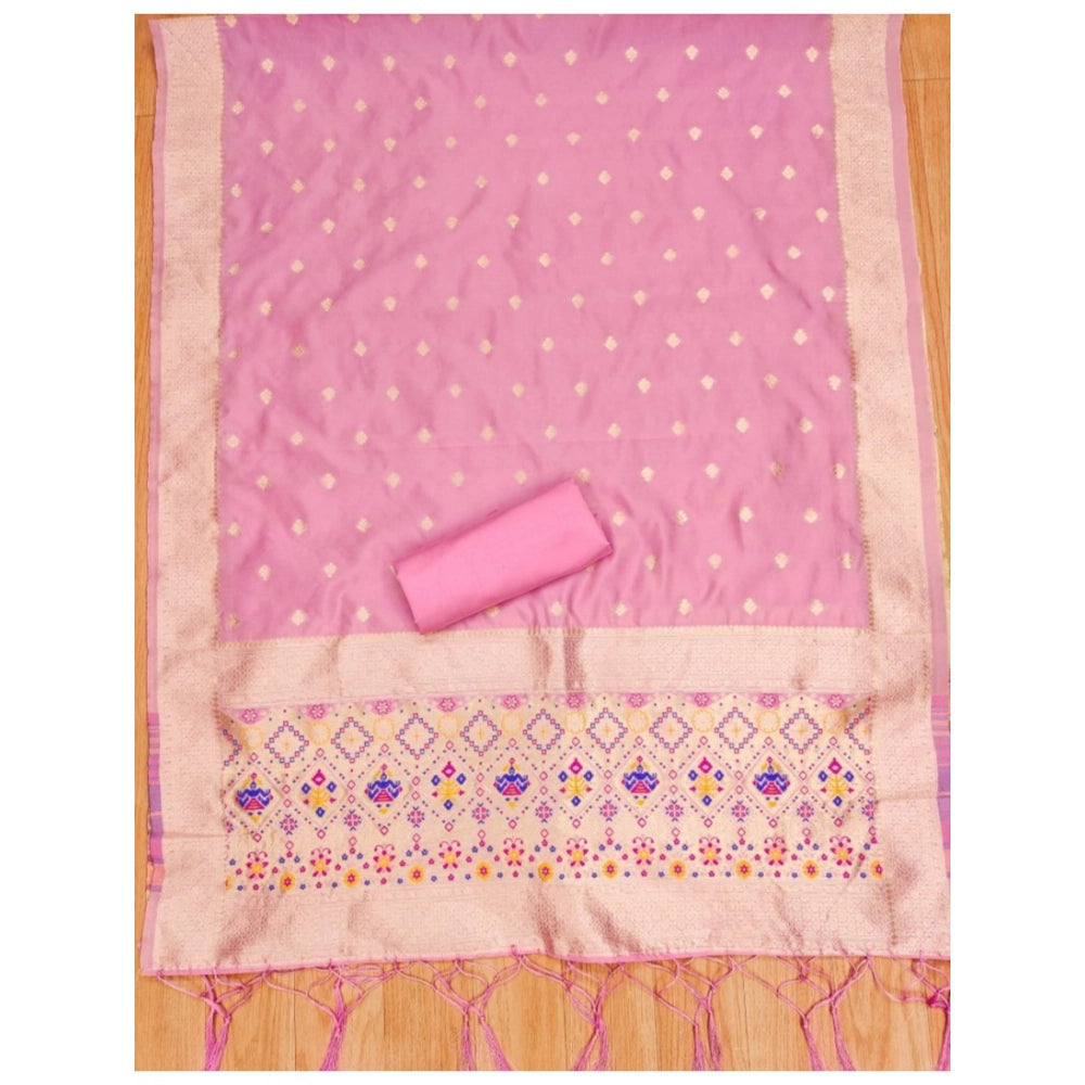 Light Pink banarasi silk unstitched salwar suit material — colour detail