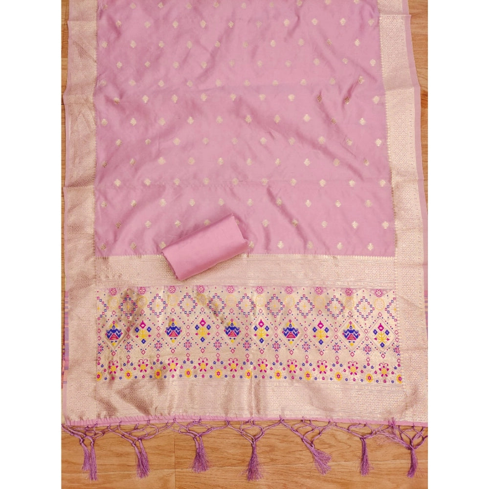 Light Pink banarasi silk unstitched salwar suit material — colour detail