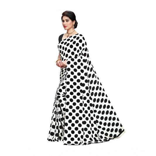 Women's Georgette Printed Saree With Unstitched Blouse 5.5Mtr (W.Black)