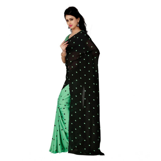 Women's Georgette Printed Saree With Unstitched Blouse 5.5Mtr (Green)