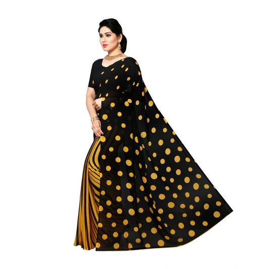 Women's Georgette Printed Saree With Unstitched Blouse 5.5Mtr (Yellow)