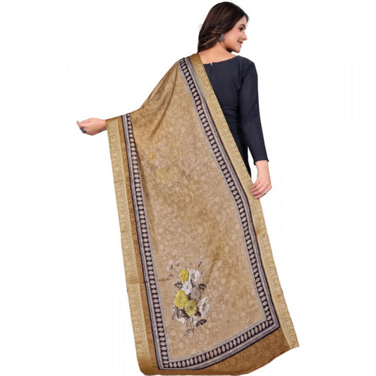 Women's chanderi silk Printed Dupatta (Beige, Length: 2 Mtr)