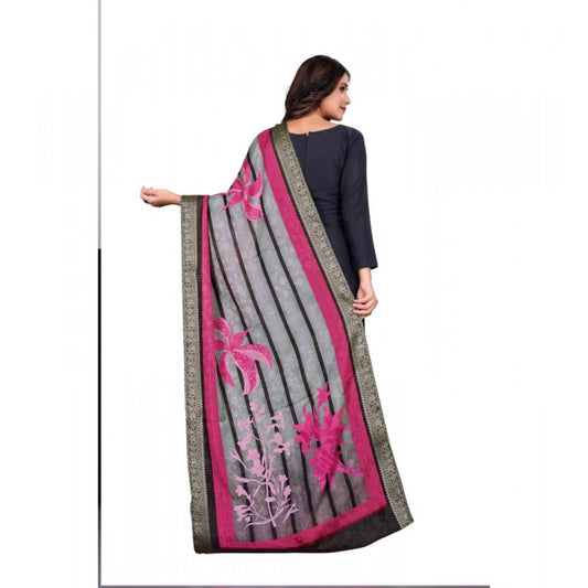 Women's chanderi silk Printed Dupatta (Black, Length: 2 Mtr)