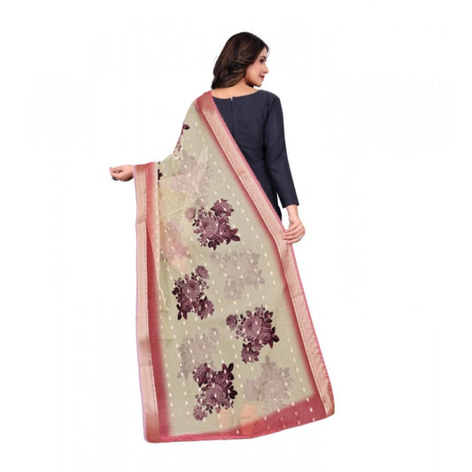 Women’s Beige Chanderi Silk Printed Dupatta – 2m Casual Wear