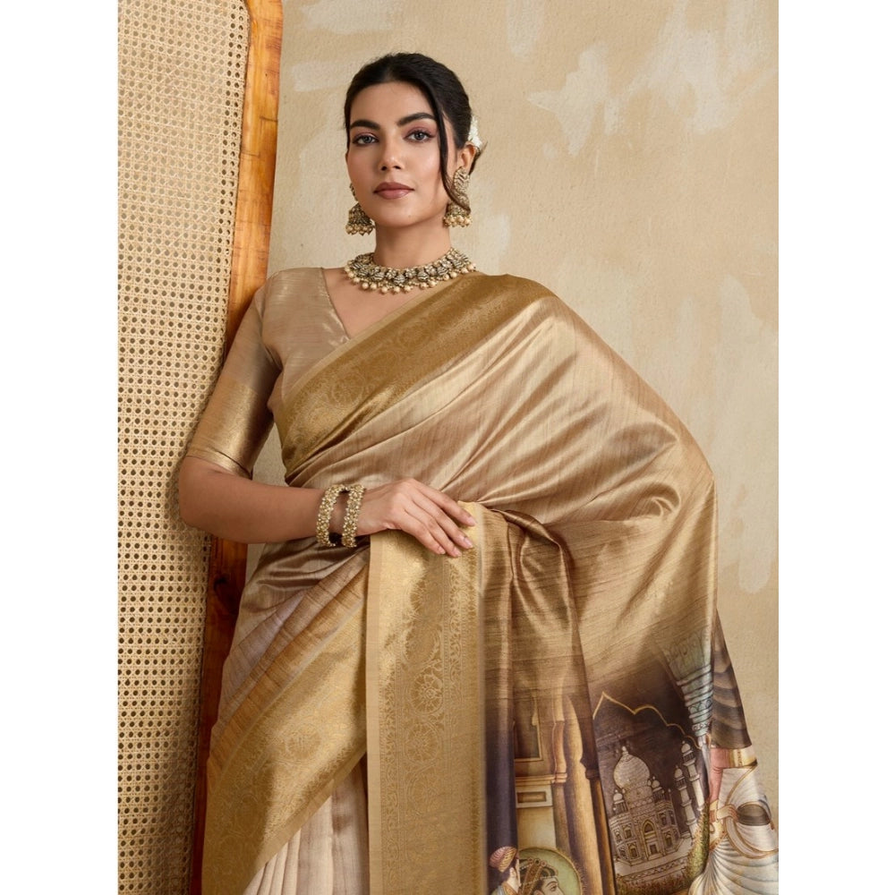 Gold silk saree for women — pallu detail