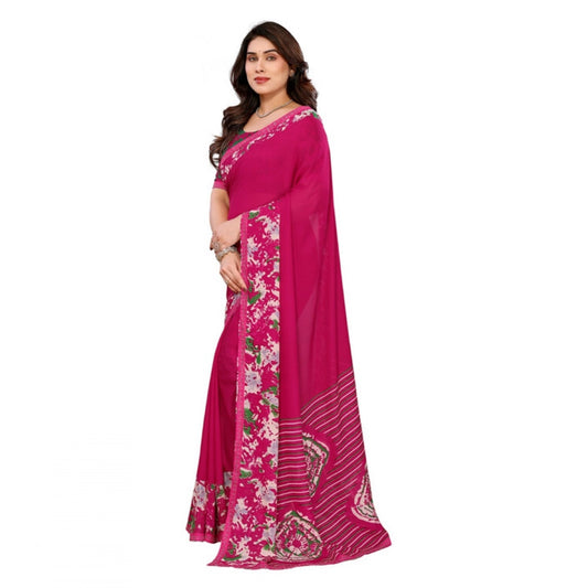 Women's Georgette Printed Saree With Unstitched Blouse 5.5Mtr (Pink)