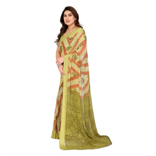 Women's Georgette Printed Saree With Unstitched Blouse 5.5Mtr (Multicolor)