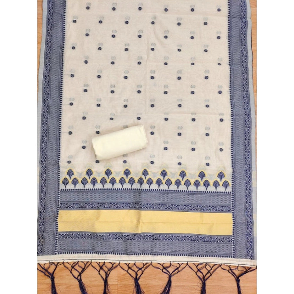 Navy Blue banarasi silk unstitched salwar suit material — colour detail