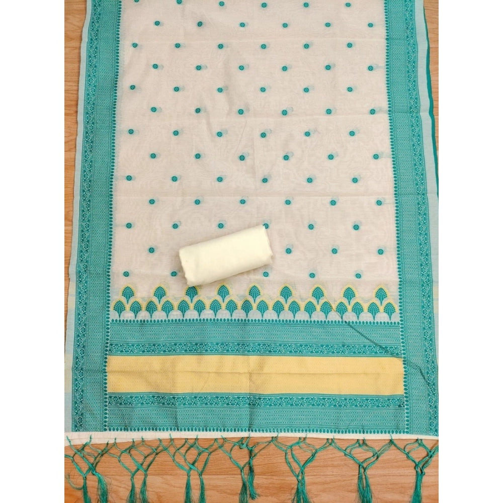 Teal banarasi silk unstitched salwar suit material — colour detail