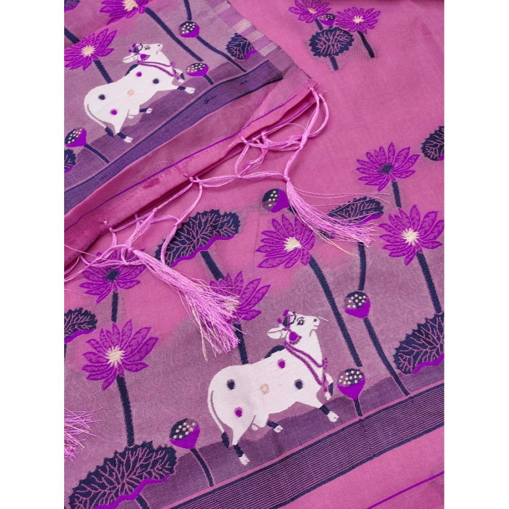 Pink banarasi silk unstitched salwar suit material — colour detail