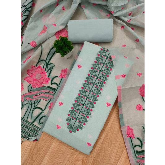 Women's Banarasi Silk Printed Unstitched Salwar Suit Material With Dupatta (Grey, 3Mtrs)