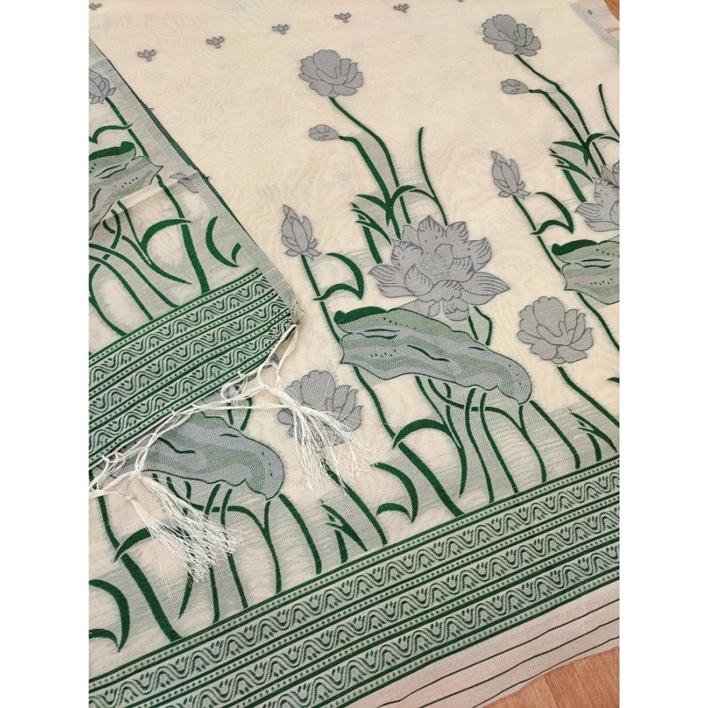 Off White banarasi silk unstitched salwar suit material — colour detail