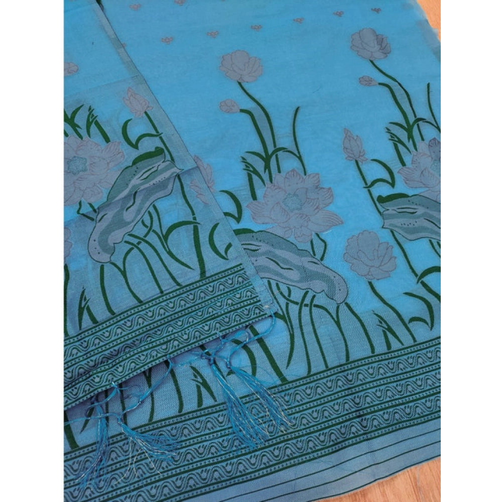 Sky Blue banarasi silk unstitched salwar suit material — colour detail