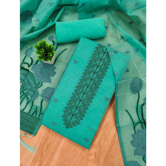 Women's Banarasi Silk Printed Unstitched Salwar Suit Material With Dupatta (sea Green, 3Mtrs)