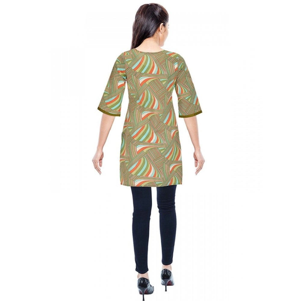 Women's Rayon Kurtis (Green, Multi, S)