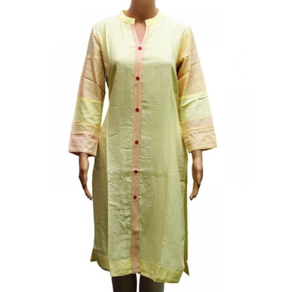 Women's Rayon Kurtis (Lemon Yellow, XL)