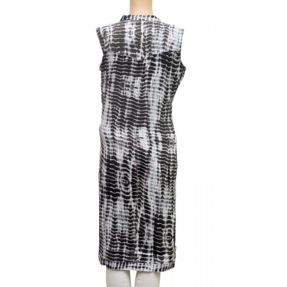 Women's Rayon Kurtis (Black, White, L)