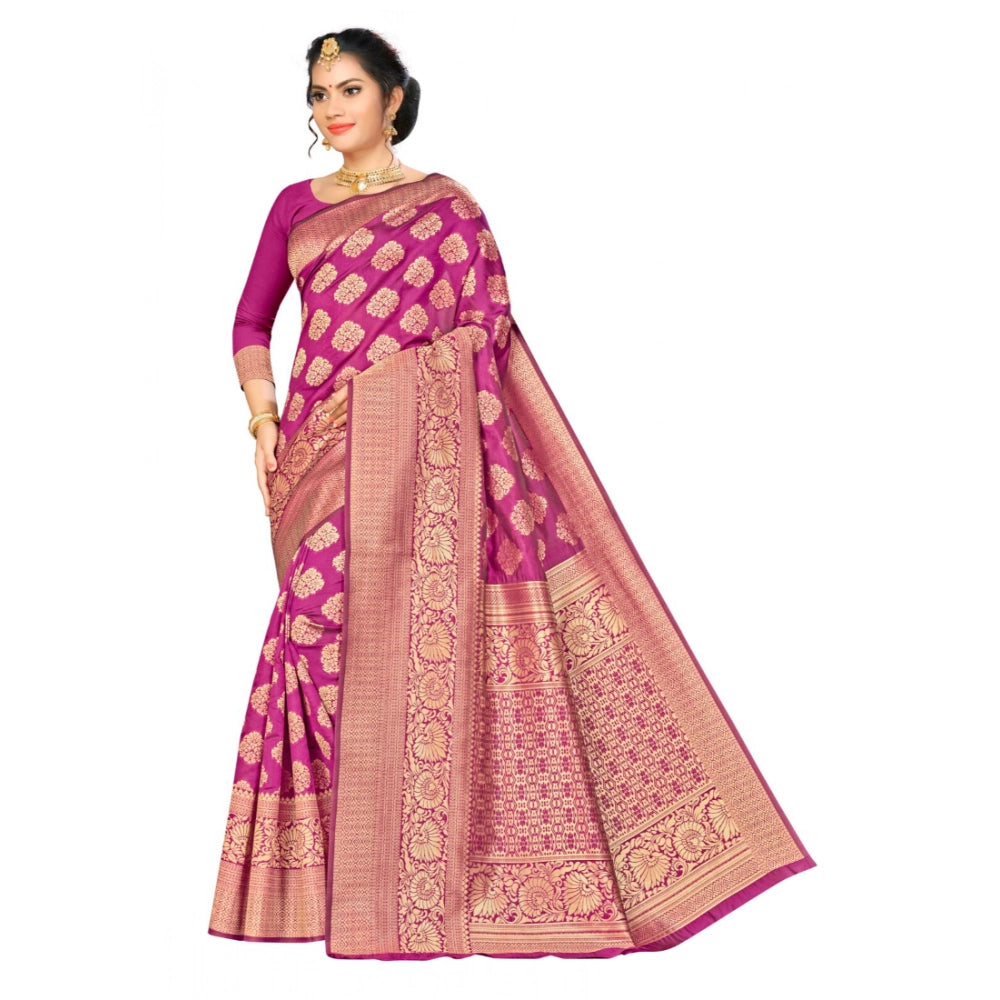 Wine banarasi silk saree for women — full drape view