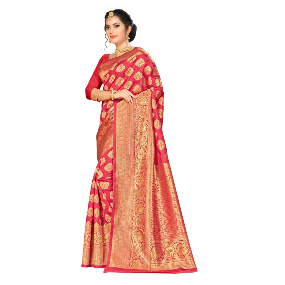 Red banarasi silk saree for women — pallu detail