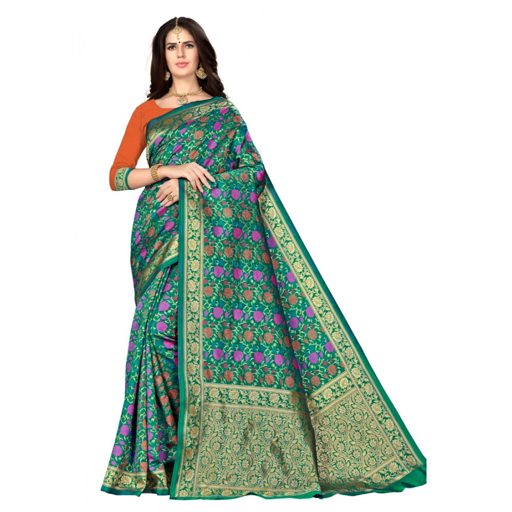 Multi banarasi silk saree for women — full drape view